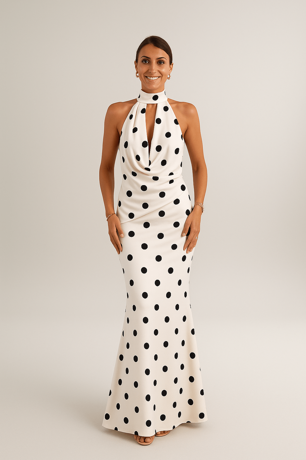 Chloé™ | Robe longue noire à pois