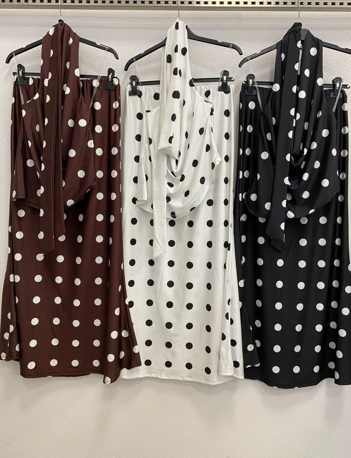 Chloé™ | Robe longue noire à pois