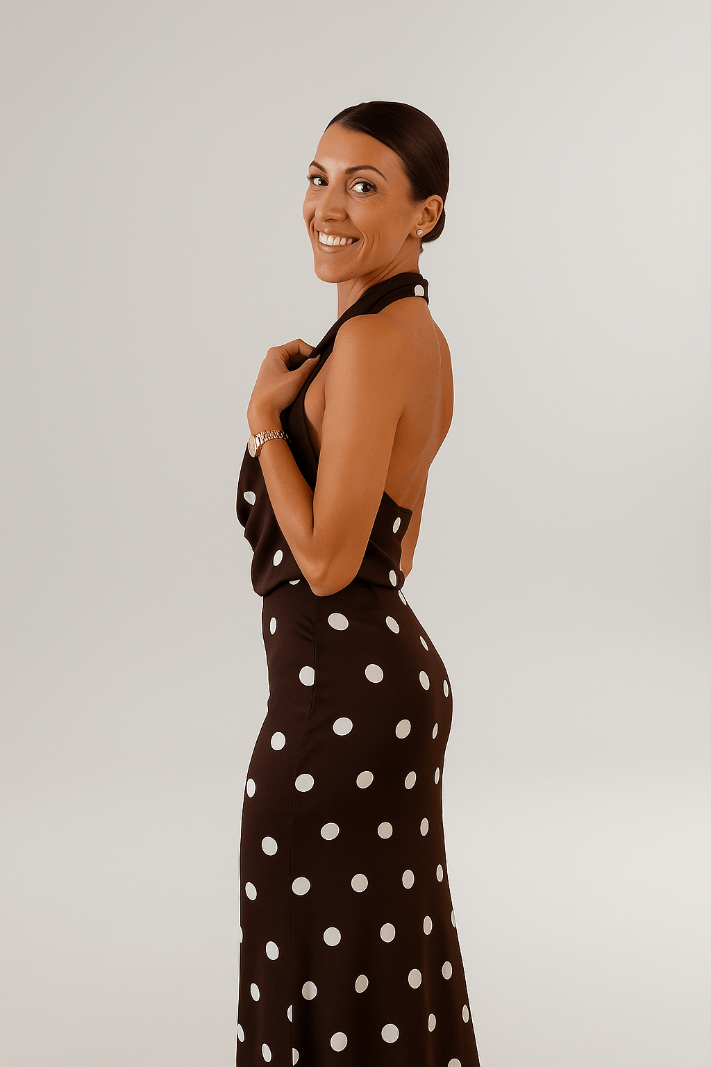 Chloé™ | Robe longue noire à pois