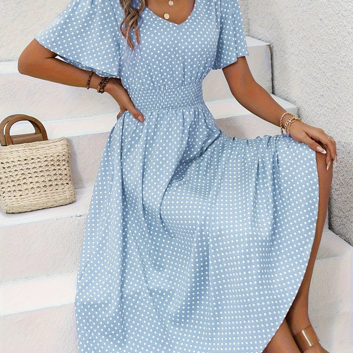 Maëva™ | Robe midi chic rose à pois