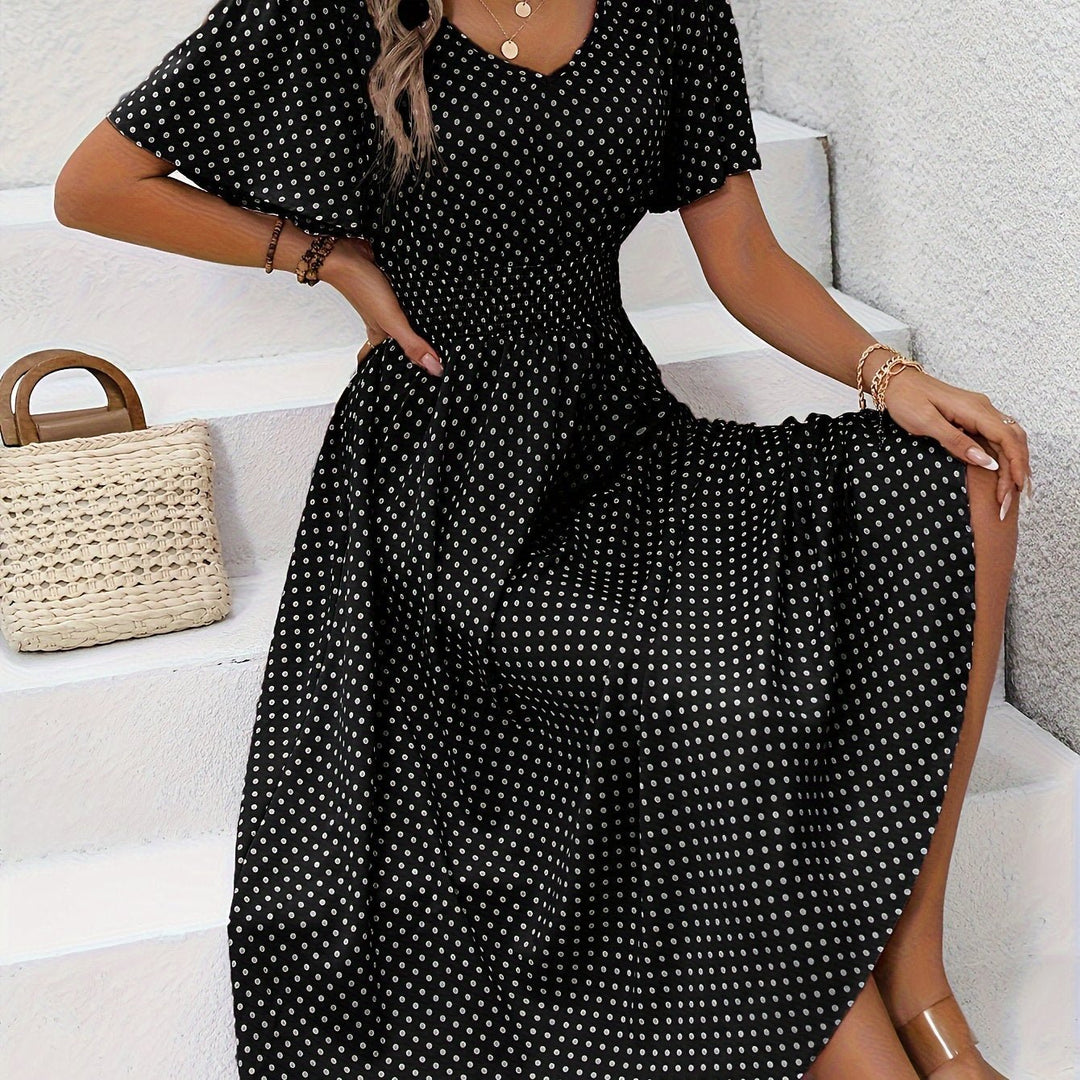 Maëva™ | Robe midi chic rose à pois